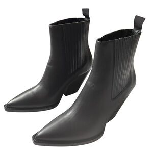 IRO The Truth Black Pointed-Toe Leather Ankle Boots US10 NEW